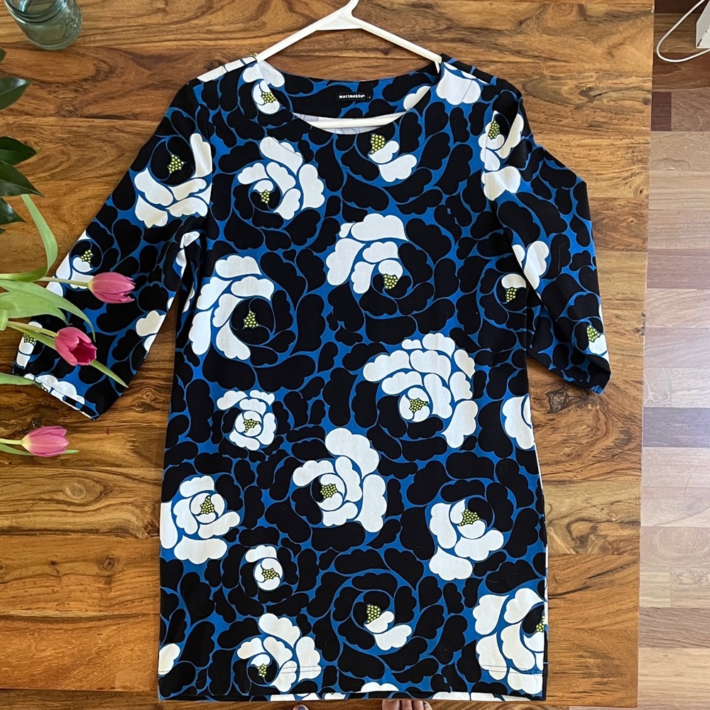 Marimekko Black and Blue Floral Dress